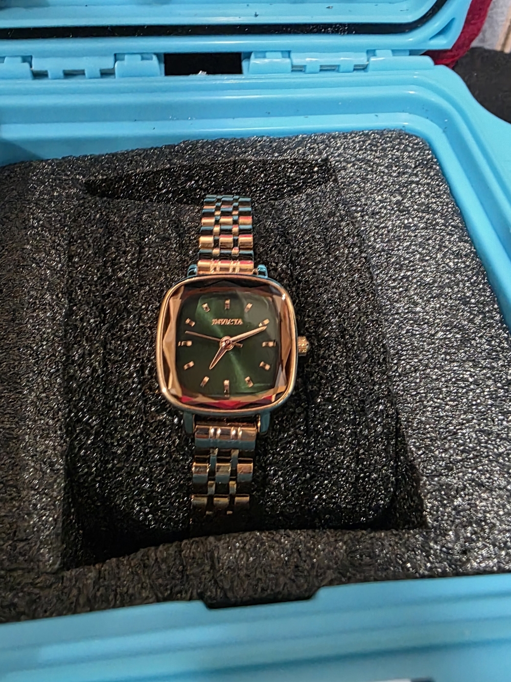 Invicta Gold-Tone Bracelet Watch with Green Dial NIB